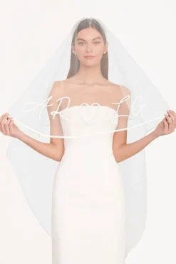 STAUD CUSTOM EMBROIDERED INITIALS VEIL> Bridal