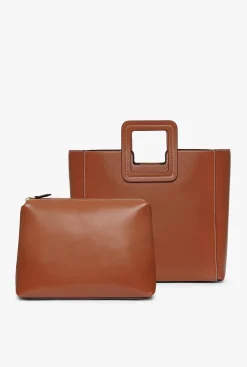STAUD SHIRLEY LEATHER BAG | SADDLE><noscript><img width=