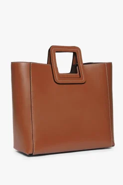 STAUD SHIRLEY LEATHER BAG | SADDLE><noscript><img width=