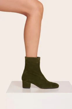 STAUD AIMEE SHORT BOOT OLIVE SUEDE> Boots
