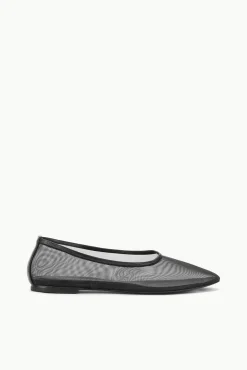 STAUD ALBA BALLET BLACK MESH> Mules & Flats