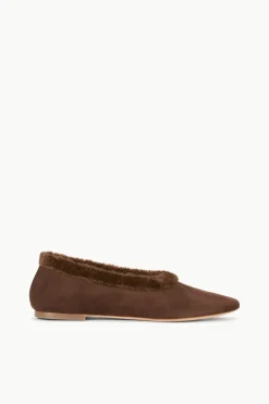 STAUD ALBA FAUX FUR TRIM BALLET> Mules & Flats