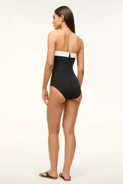 STAUD ALEXANDRA ONE PIECE BLACK WHITE> One Pieces