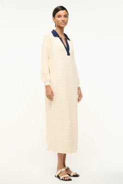 STAUD ALTEA DRESS IVORY NAVY><noscript><img width=