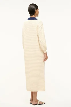 STAUD ALTEA DRESS IVORY NAVY><noscript><img width=