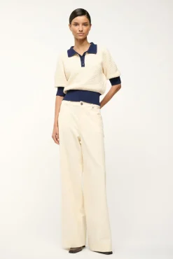 STAUD ALTEA SWEATER IVORY NAVY> Sweaters