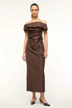 STAUD ANDREA DRESS DARK CHOCOLATE> The Evening Edit|Maxi Dresses