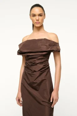 STAUD ANDREA DRESS DARK CHOCOLATE> The Evening Edit|Maxi Dresses