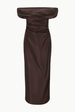 STAUD ANDREA DRESS DARK CHOCOLATE><noscript><img width=