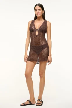 STAUD ANOK DRESS DARK CHOCOLATE> Swim|Cover-ups