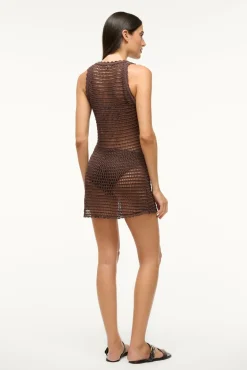 STAUD ANOK DRESS DARK CHOCOLATE><noscript><img width=