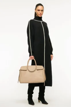 STAUD APRES DRESS BLACK IVORY> Knit Dresses|Midi Dresses