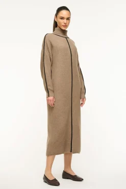 STAUD APRES DRESS MUSHROOM BLACK> Knit Dresses|Midi Dresses