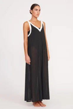 STAUD AVELINE DRESS BLACK WHITE><noscript><img width=