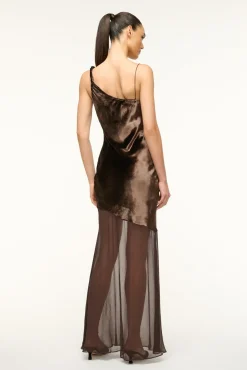STAUD BEATON DRESS DARK CHOCOLATE><noscript><img width=