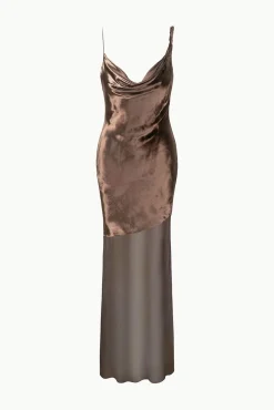 STAUD BEATON DRESS DARK CHOCOLATE><noscript><img width=