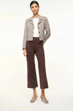 STAUD BRIGITTE MULE DARK CHOCOLATE MICRO CHECK> Mules & Flats