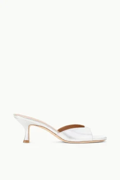 STAUD BRIGITTE MULE SATIN> The Evening Edit|Mules & Flats