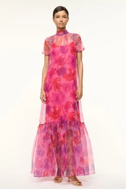 STAUD CALLUNA DRESS MAGENTA PAINTED FLORAL> The Evening Edit|Maxi Dresses