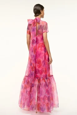 STAUD CALLUNA DRESS MAGENTA PAINTED FLORAL> The Evening Edit|Maxi Dresses