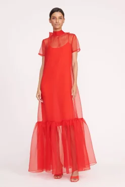 STAUD CALLUNA DRESS RED ROSE> Maxi Dresses|Dresses