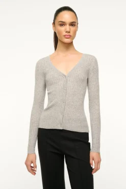 STAUD CARGO CASHMERE SWEATER HEATHER GREY> Sweaters