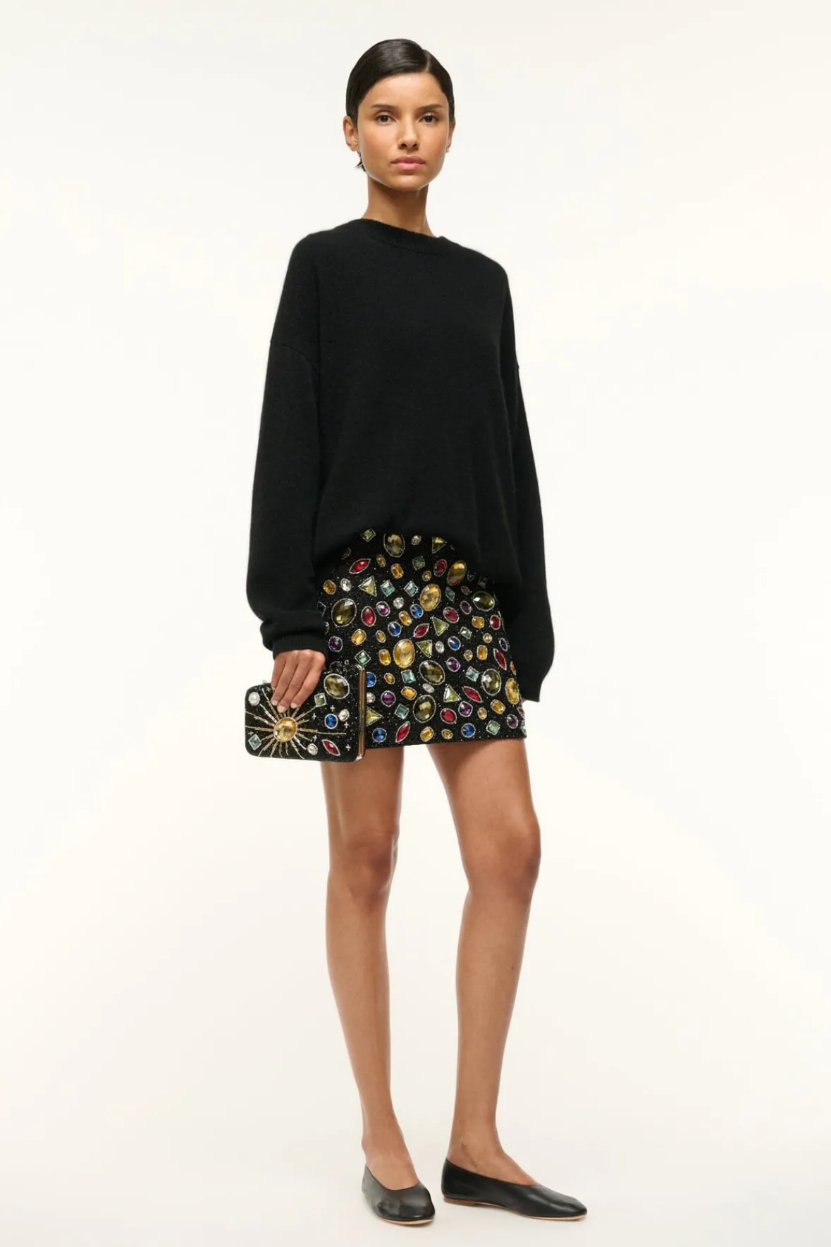 STAUD CARMELLA BEADED CLUTCH BLACK CELESTIAL> The Evening Edit|Beaded/novelty