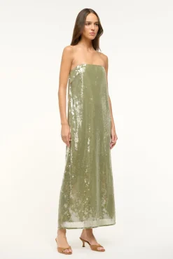 STAUD CASEY DRESS GARDEN MOSS> Maxi Dresses|Dresses