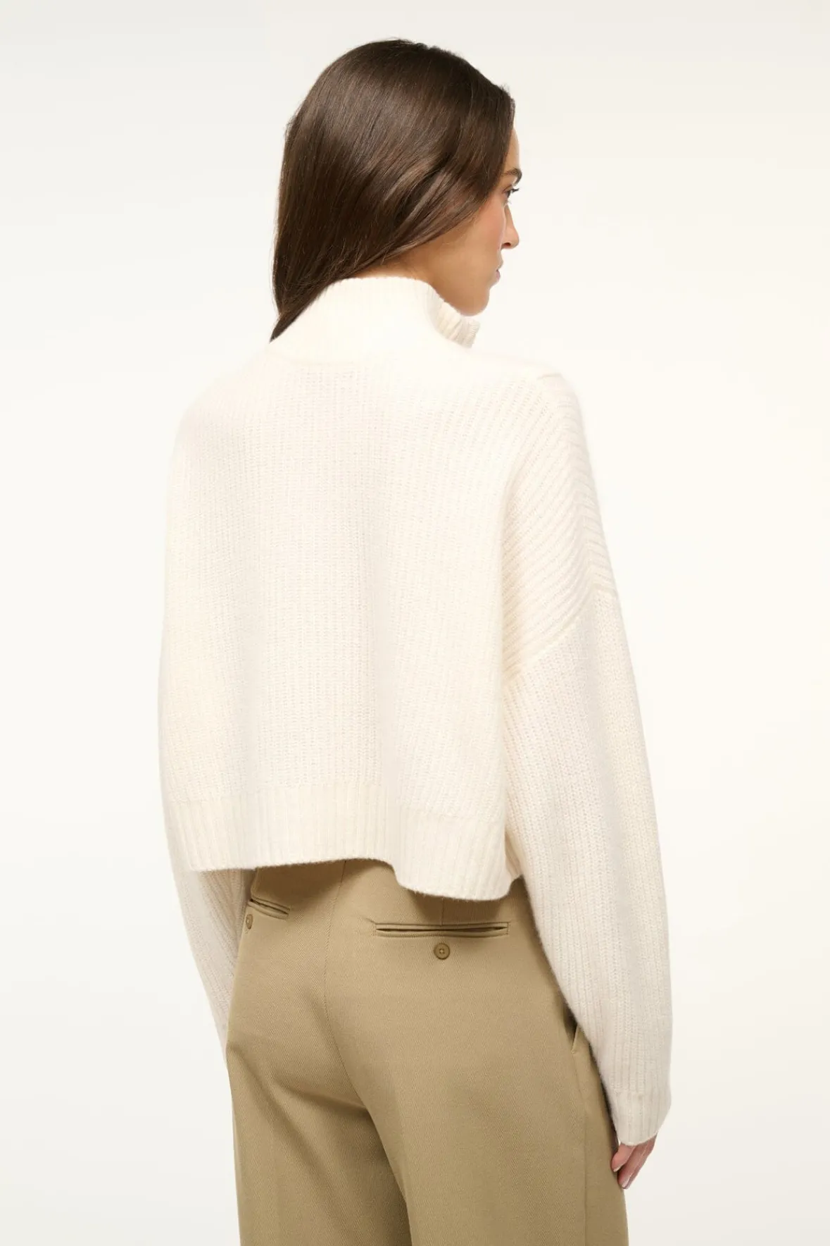 STAUD CASHMERE CROPPED HAMPTON SWEATER> Sweaters