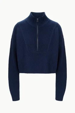 STAUD CASHMERE CROPPED HAMPTON SWEATER><noscript><img width=