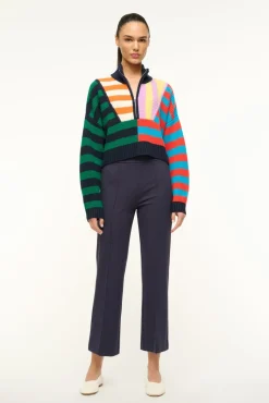 STAUD CASHMERE CROPPED HAMPTON SWEATER CABANA STRIPE MULTI> Sweaters