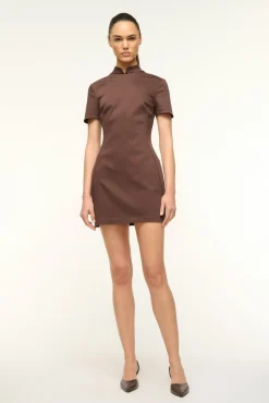 STAUD CASS DRESS DARK CHOCOLATE> Mini Dresses|Dresses