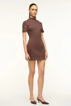 STAUD CASS DRESS DARK CHOCOLATE> Mini Dresses|Dresses