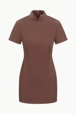 STAUD CASS DRESS DARK CHOCOLATE><noscript><img width=