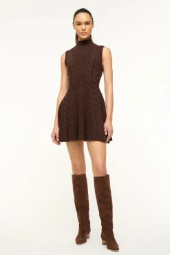 STAUD CHARADE DRESS DARK CHOCOLATE> Knit Dresses|Mini Dresses