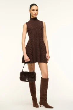 STAUD CHARADE DRESS DARK CHOCOLATE> Knit Dresses|Mini Dresses