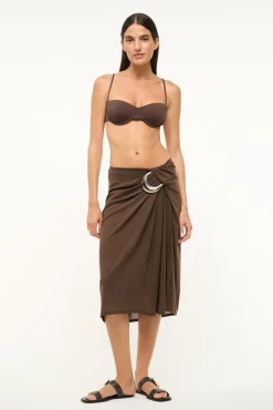 STAUD CHIARA SKIRT DARK CHOCOLATE> Swim|Cover-ups