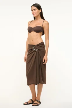 STAUD CHIARA SKIRT DARK CHOCOLATE><noscript><img width=