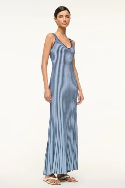 STAUD CLARETTA DRESS NAVY CLEAR BLUE> Knit Dresses|Maxi Dresses