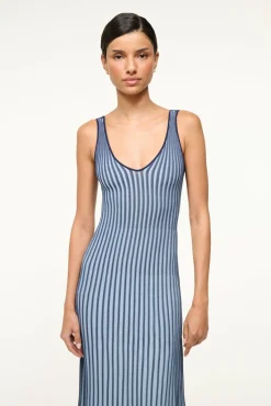 STAUD CLARETTA DRESS NAVY CLEAR BLUE><noscript><img width=
