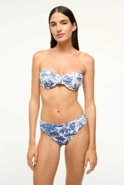 STAUD CORSAGE BIKINI BOTTOM BLUE TOILE> Swim|Bikinis