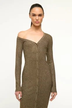 STAUD CRAFTSMAN SWEATER DRESS METALLIC GOLD> Dresses|Knit Dresses