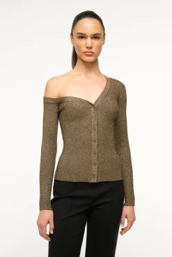STAUD CRAFTSMAN SWEATER METALLIC GOLD> Tops