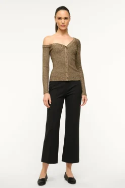 STAUD CRAFTSMAN SWEATER METALLIC GOLD> Tops