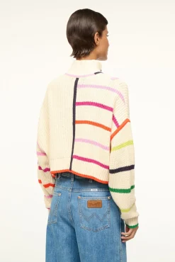 STAUD CROPPED HAMPTON SWEATER CREAM RAINBOW MULTI><noscript><img data-lazyloaded=