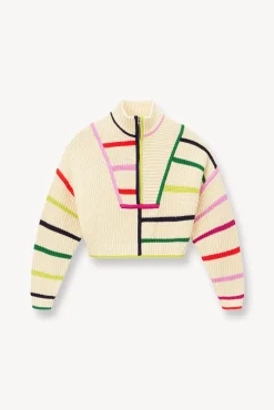 STAUD CROPPED HAMPTON SWEATER CREAM RAINBOW MULTI><noscript><img data-lazyloaded=