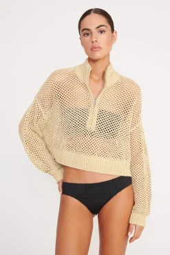 STAUD CROPPED HAMPTON SWEATER> Sweaters|Swim