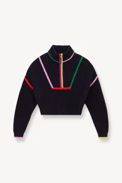 STAUD CROPPED HAMPTON SWEATER NAVY MULTI><noscript><img width=