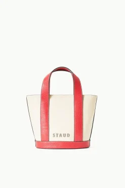 STAUD CUSTOM ALLORA MINI TOTE CREAM RED ROSE><noscript><img width=