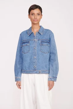 STAUD CUSTOM CLASSIC OVERSIZED RYAN JACKET | MEDIUM WASH><noscript><img width=
